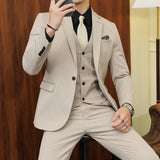 Men's Suit Jacket Vest Pants Fashion Boutique Plaid Casual Business Male Groom Wedding Tuxedo Dress 3 Pieces Set Blazers Coat