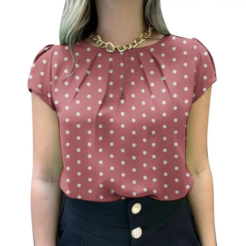 Summer Tunic Tops ZANZEA Women Short Sleeve Polka Dots Blouse Work Holiday Shirt Casual O Neck Blusas Female Chemise Mujer