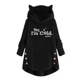 Autumn and Winter Plush Letter Cartoon Print Cat Ears Long-Sleeved Pullover Hooded Loose Casual Street Sweatshirt Women's Warm Top