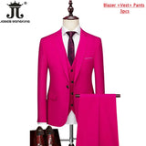 ( Jacket+Vest+Pants ) Formal Business Office Men's Suits Groom Wedding Dress Party Dress Solid colour Suit