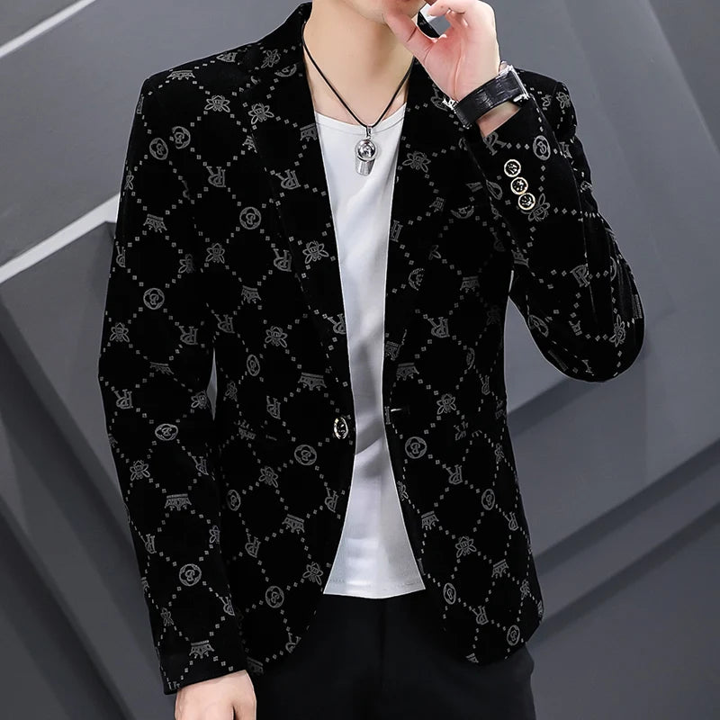 New Corduroy Suit for Men Young Slim Small Suit Formal Single West Jacket Outside Spring and Autumn Comfortable Formal Coat Men