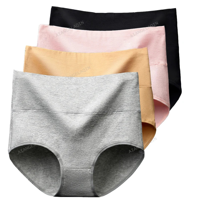 4Pcs/Lot High Waist Underwear Cotton Panties Women Body Slim Abdominal Underwear Plus Size Girls Briefs Female Lingerie Shaper