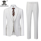 ( Jacket + Vest + Pants ) Boutique Solid Color Men's Official Business Suit Bride's Wedding Dress Party Male Suit