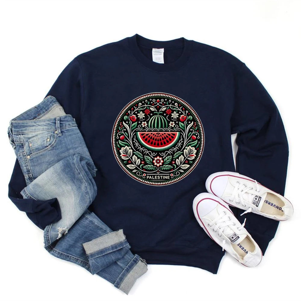 Watermelon Graphic Sweatshirt Aesthetic Fruit Shirt Human Rights Sweater Protest Tee Unisex Long Sleeves Sweatshirts