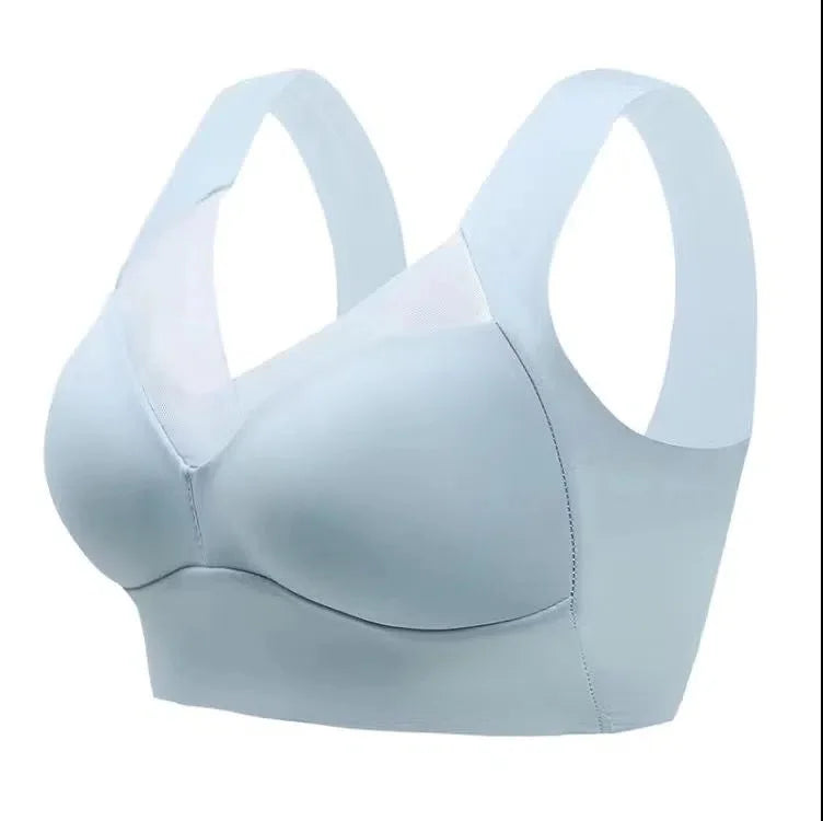 1Pc One-Piece Non-Marking Wide Straps Sexy Ice Sik Sports Bra Easy to Gather No Steel Ring with Bra Pads Underwear