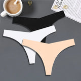 FINETOO 3PCS Women Ice Silk Seamless Underpants Panties Sexy V-Waist Sport Thongs Low Rise 10 Soild Colours Breathable G-string