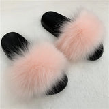 Summer Faux Fur Slippers Women Indoor Furry Fur Slides Female Plush Flip Flops Flats Sandals Casual Fluffy Slipper House Shoes