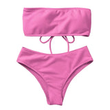 Bathing Suit Two-piece Set Summer Swimwear Bra Briefs Bikini Set with Chest Pad Wire-Free Women Beach Suit Women Clothes