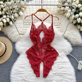 New In Women's Secret Clothes Christmas Red Top Sexy Patchwork Bodysuit Cosplay Erotic Lingerie Winter Strap Pajamas Nightwear