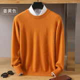 Men's 100% Pure Mink Cashmere Sweater O-Neck Pullovers Knit Sweater Autumn and Winter New Long Sleeve High-End Jumpers Mink Tops