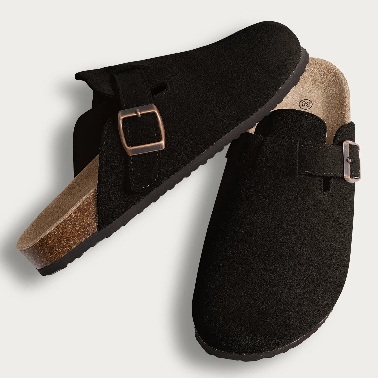 Litfun New Women Clogs For Women Fashion Cork Suede Mules Slipper Classic Cork Antislip For Outdoor Slippers With Arch Support