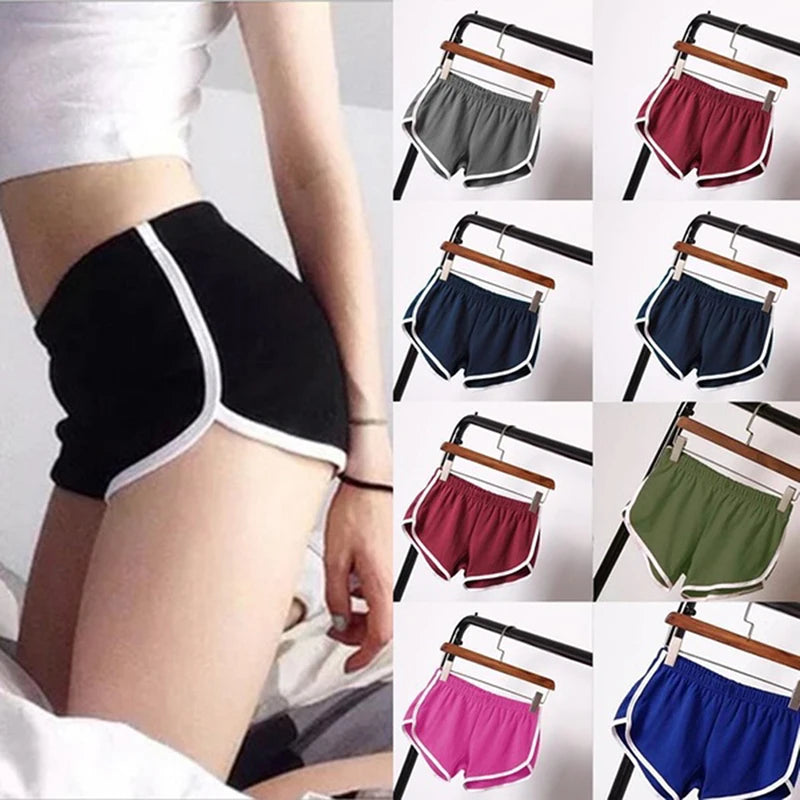 Sports Shorts Women Summer New Candy Color Anti Emptied Skinny Shorts Casual Lady Elastic Waist Beach Correndo Short Pants