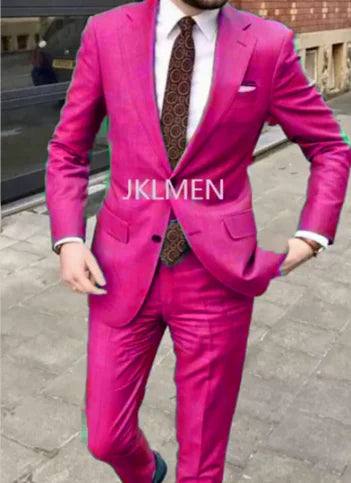 Men's Suit   Handsome Casual 2 Piece Suit For Men Wedding Tuxedos Notched Lapel Groomsmen  Business  Prom Blazer