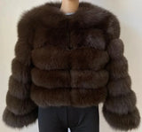 Faux Fox Fur Coat Women Winter Long Sleeve Luxury Raccoon Fur Jackets Thick Top Female Furry Coat Fluffy Synthetic Top Outwear