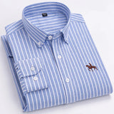 100% Cotton Oxford Shirt Men's Long Sleeve Embroidered Horse Casual Without Pocket