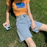 ZOENOVA Belted Shorts Jeans Women Baggy Y2K Fashion Straight Vintage Streetwear Denim Summer Loose Femme Denim Short Pants