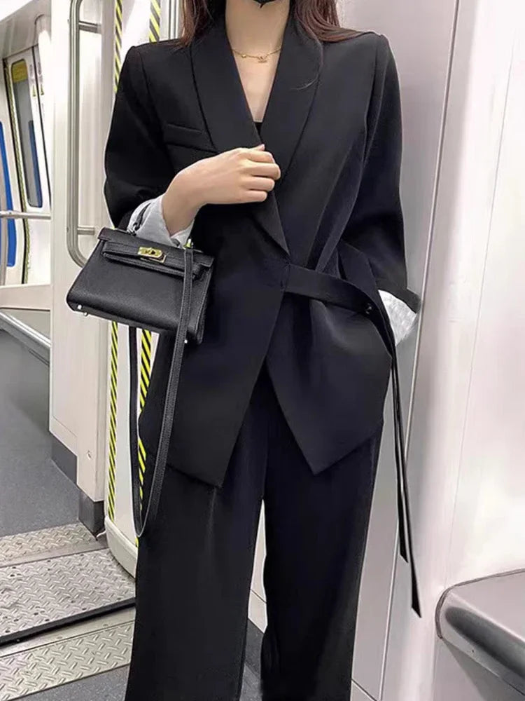 Korean Suit Set Women Version Temperament Professional Set Loose Relaxed British Style Suit Two Piece Set New Woman Clother