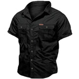 New Mens Military Shirt Men Short Sleeve Cargo Shirts 100% Cotton Casual Solid Shirt Male Pocket Work Shirt Tactical Shirt