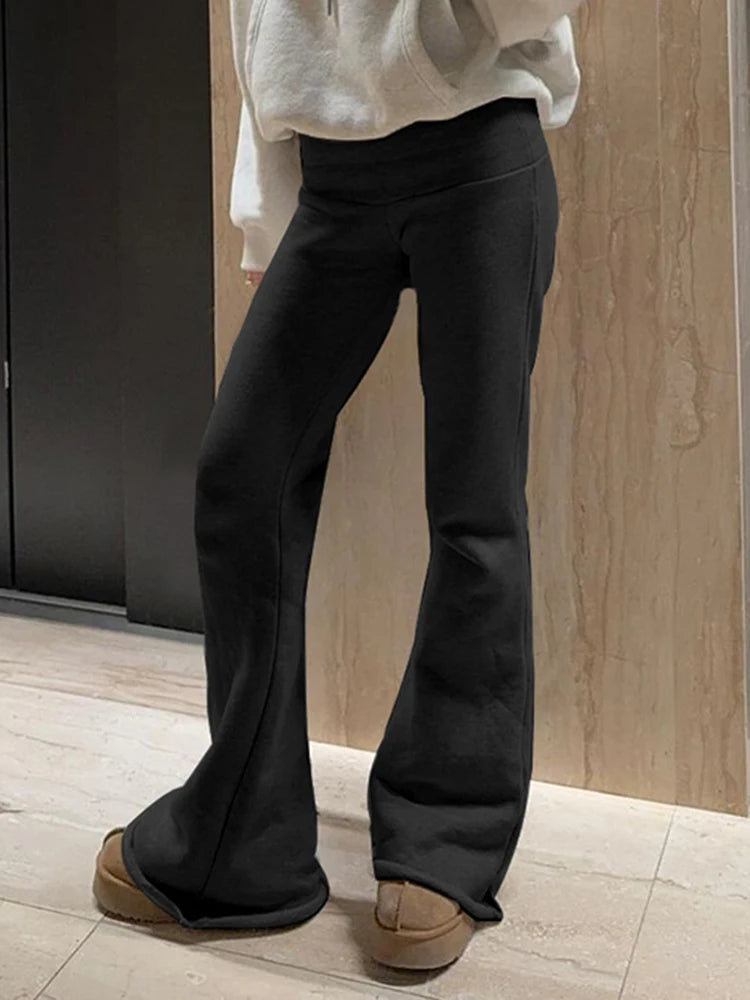 Casual Sexy Basic Solid Flare Pants Y2K Slim Low-Waisted Boot Cut Pants Women Autumn Spring Fashion Streetwear Lady