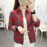 Spring and Autumn New College Style Women's Long-sleeved Bottom Top Cardigan Long-sleeved Fashion Plaid Shirt