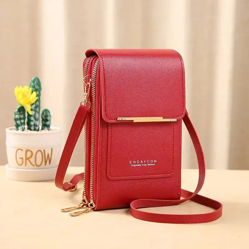 Women Crossbody Shoulder Bags Wallets Touch Screen Cell Phone Purse Soft Leather Strap Handbag for Samsung IPhone Xiaomi Huawei