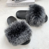 Summer Faux Fur Slippers Women Indoor Furry Fur Slides Female Plush Flip Flops Flats Sandals Casual Fluffy Slipper House Shoes