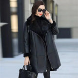 Oversized 6XL Thicken PU leather Jacket Women's 2024 Winter Warm Faux Mink Fur Coat Female Loose Windproof Parka Long Overcoat