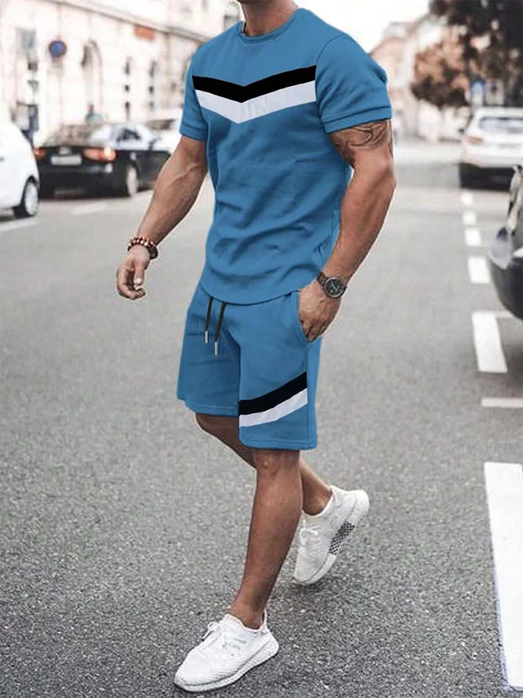 Summer Everyday Casual Men's T-shirt Shorts Set Urban Street Fashion Men's Short-sleeved Outdoor Sports Men's Shorts 3D Printing