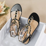 new summer outdoor women's flat sandals British style Ladies Casual Roman Flats Stylish rivet design work and party