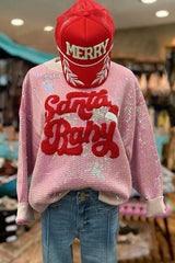 Santa Baby Sequins Sweatshirt Christmas Hoodies