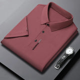 Men's Short Sleeve Solid Color Polo Shirt Breathable Comfortable Elastic Top New Arrivals Casual Business Style