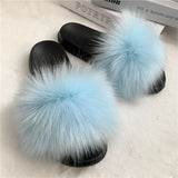 Summer Faux Fur Slippers Women Indoor Furry Fur Slides Female Plush Flip Flops Flats Sandals Casual Fluffy Slipper House Shoes