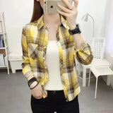 Spring and Autumn New College Style Women's Long-sleeved Bottom Top Cardigan Long-sleeved Fashion Plaid Shirt