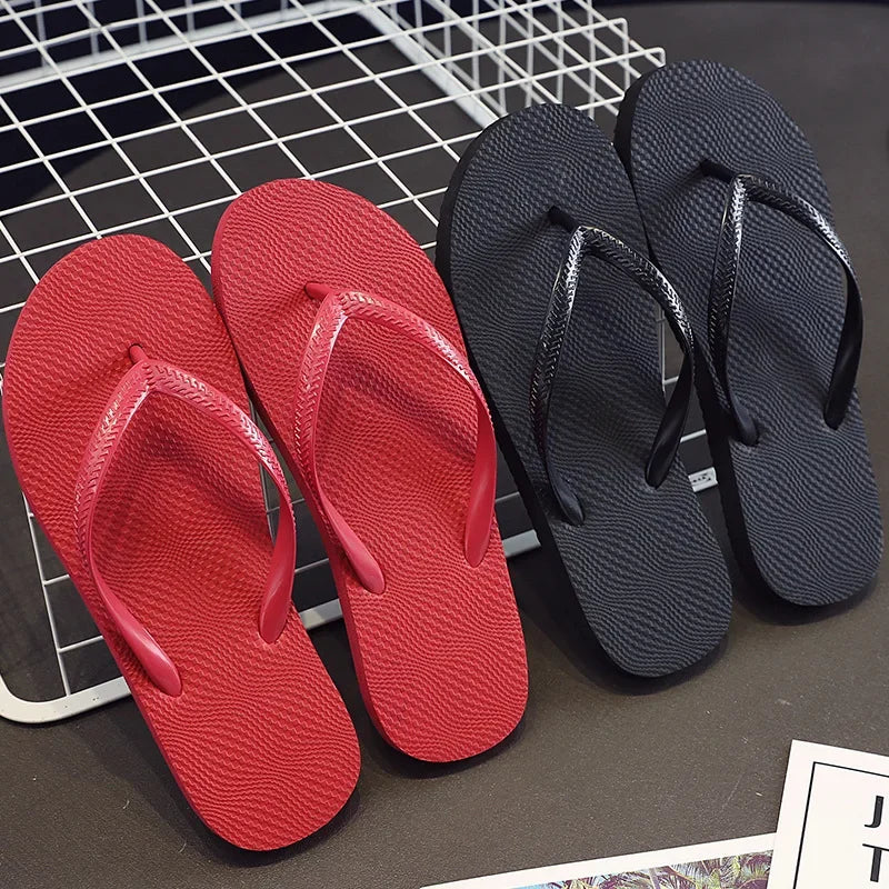 Solid Color Non-slip Leisure Couple Slippers Women Summer Beach Slippers Outdoor Women Flip Flops Breathable Beach sandals women