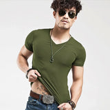 Brand New Men T Shirt Tops V neck Short Sleeve Tees Men's Fashion Fitness Hot T-shirt For Male Man T-shirt Size 5XL