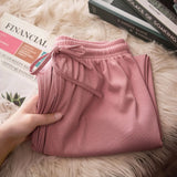 Women Long Pants Causal Elastic Waist Loose Basic Long Trousers For Female Spring Summer Wide Leg Long Pants