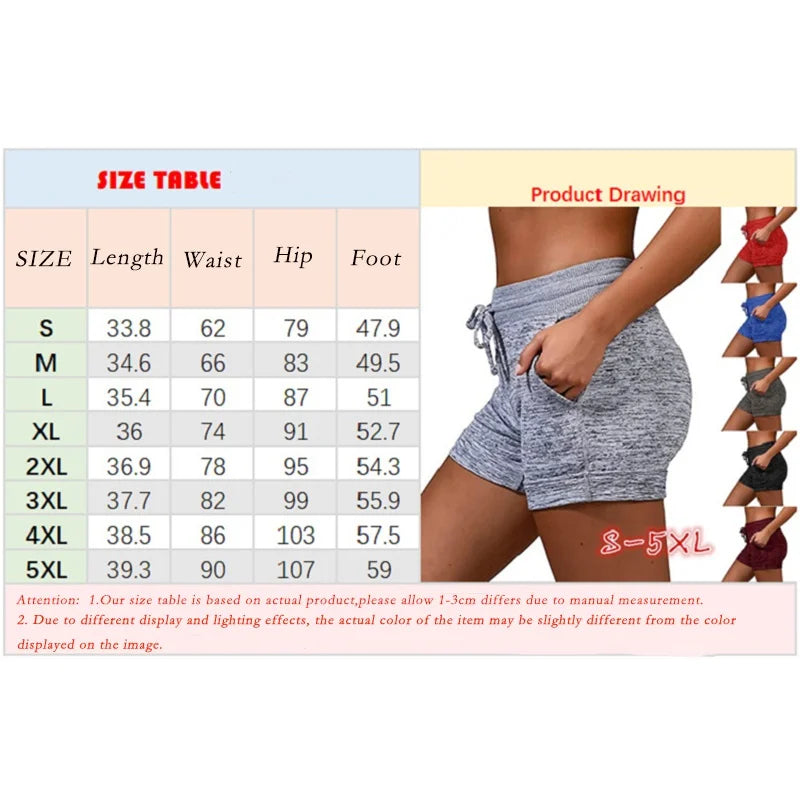 Summer Women's Shorts Printing Elastic High Waist Casual Sport Fitness Running Oversize Female Sweatpants