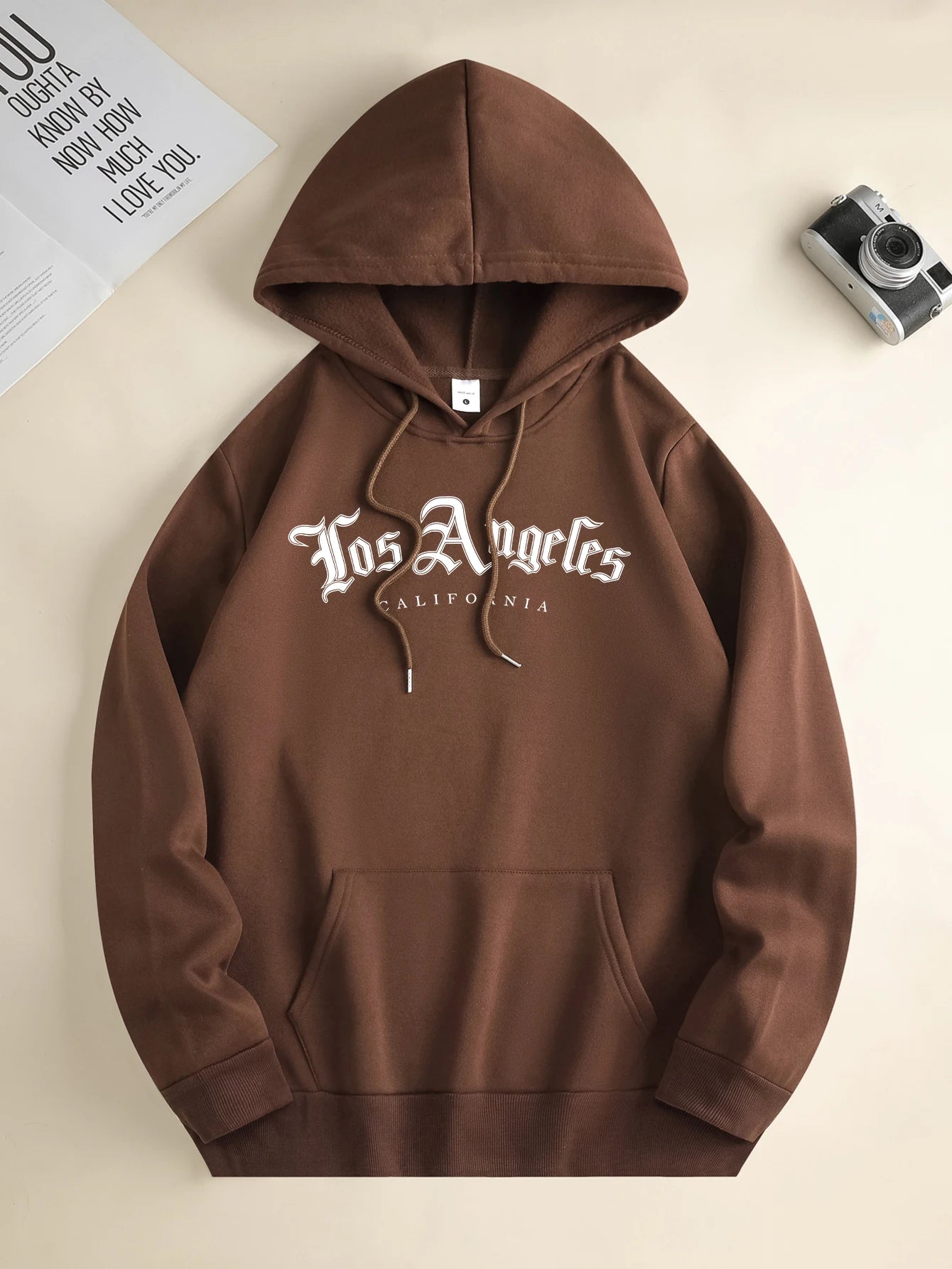 Men's new fashion hoodie, casual daily drawstring hooded sweatshirt lettering, front kangaroo pocket, men's jacket