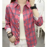 Spring and Autumn New College Style Women's Long-sleeved Bottom Top Cardigan Long-sleeved Fashion Plaid Shirt