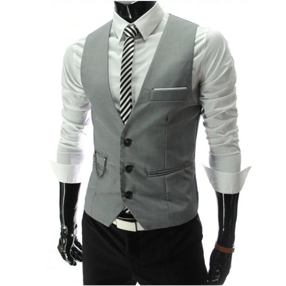 High Quality Dress Vests For Men Slim Fit Mens Suit Vest Male Waistcoat Gilet Homme Casual Sleeveless Formal Business Jacket