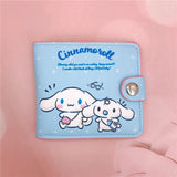 Kawaii Sanrio Pu Casual Money Bag Hello Kitty Cinnamoroll My Melody Kuromi Coin Purse Card Holder Wallet With Buttons