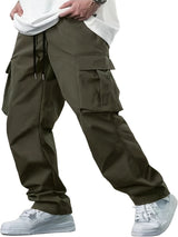 new men's workwear pants, European and American men's loose straight casual pants, men's workwear pocket pants