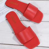 Fashion Minimalist Single Band Slide Sandals Solid Color Women Slippers Summer New Outdoor Sandy Beach Open Toe Flat Shoes