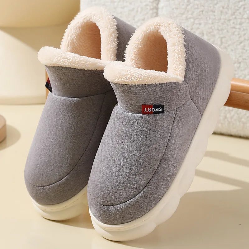 Kidmi Winter Women Shoes Casual House Shoes For Men Outdoor Warm Cotton Shoes For Women Indoor Plush Padded Slippers Female