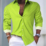 hot-selling men's shirt striped shirt outdoor shopping daily casual buttons super large sizes comfortable fabric