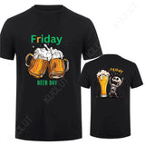 Funny Men's T Shirt Skeleton Enjoying FRIDAY Beer Day T-Shirt Finally Friday for Drink Lover Male Clothes Short Sleeve Tees