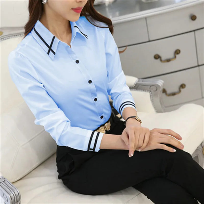 Korean Fashion Women Shirts White Shirt Women Long Sleeve Shirts Tops Office Lady Basic Shirt Blouses Woman Blouse Spring Autumn