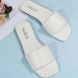 Fashion Minimalist Single Band Slide Sandals Solid Color Women Slippers Summer New Outdoor Sandy Beach Open Toe Flat Shoes