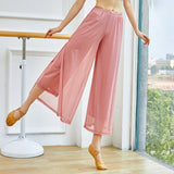 Modern Dance Pants For Women Mesh Nylon Loose Wide Leg Dancing Trousers Chinese Classical Dance Daily Ladies Yoga Pants