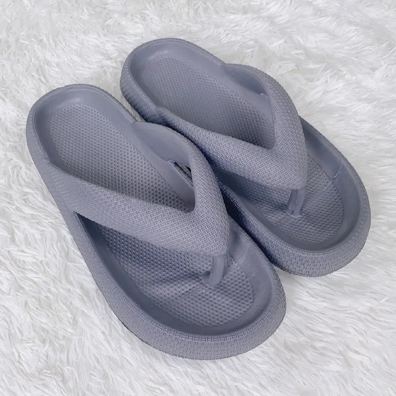 Rimocy Soft Sole EVA Women's Flip Flops Summer Beach Non-slip Cloud Slippers Women Thick Platform Clip Toe Bathroom Slides